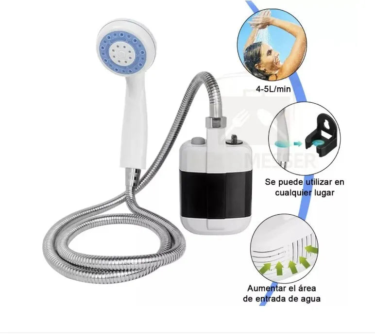 Ducha portátil para camping recargable.